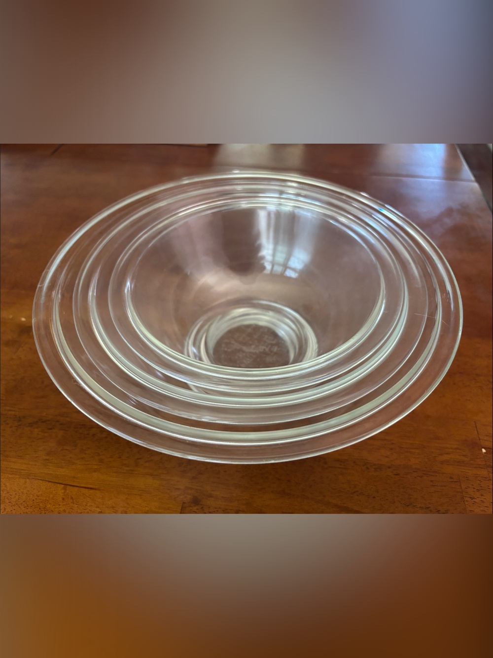 Vintage Original Pyrex Clear Glass Mixing Bowl Set of 3 Nesting Bowls